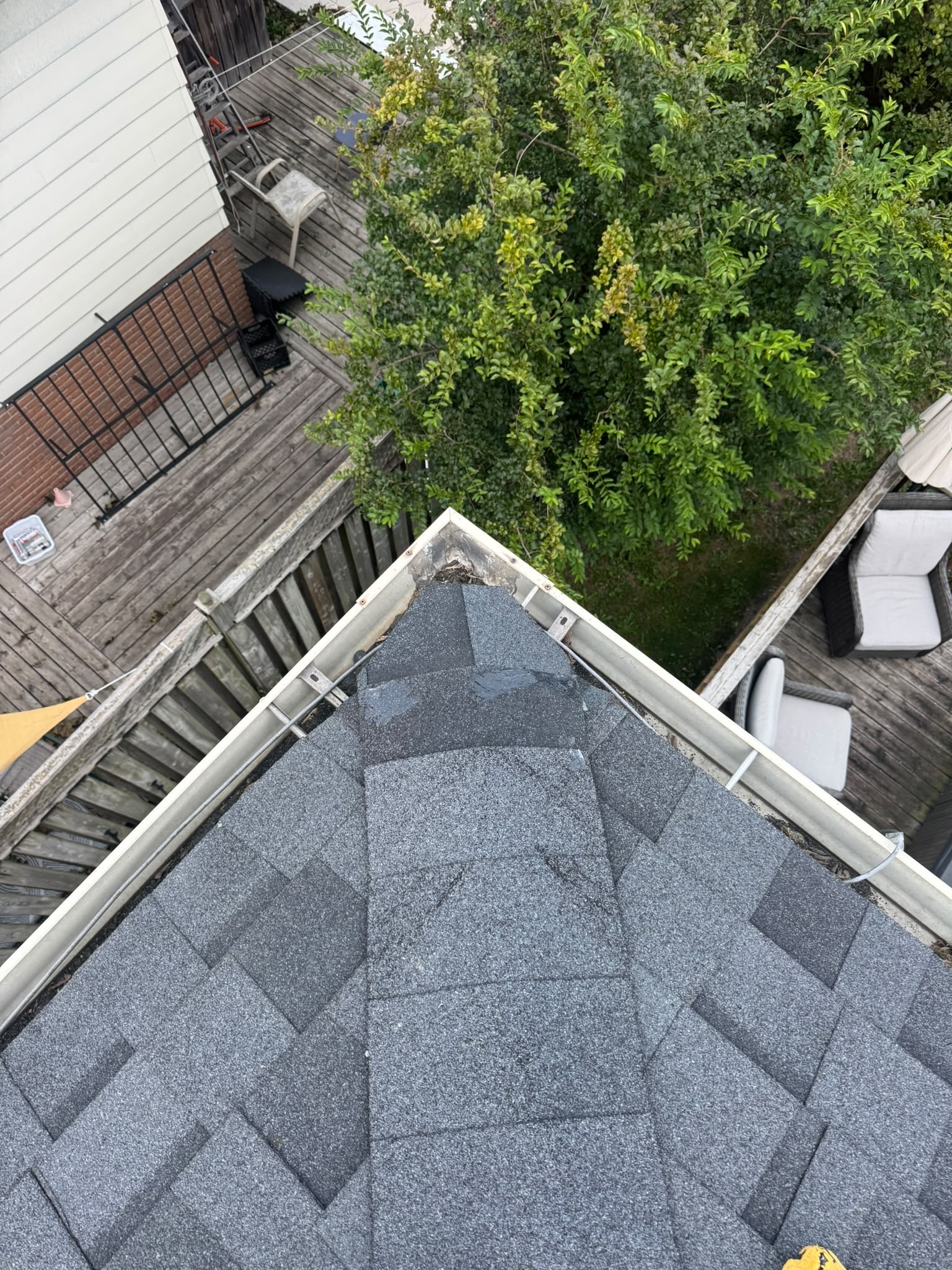 Completed roof-corner wildlife entry repair by Empire